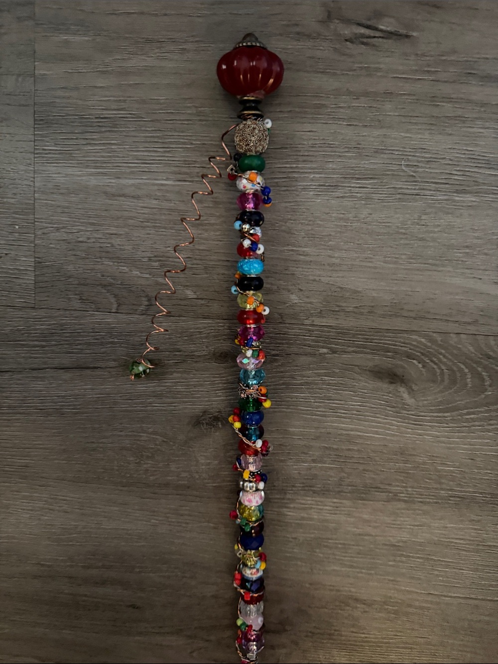Unique Handmade Multicolor Beaded Garden Stake 18”
